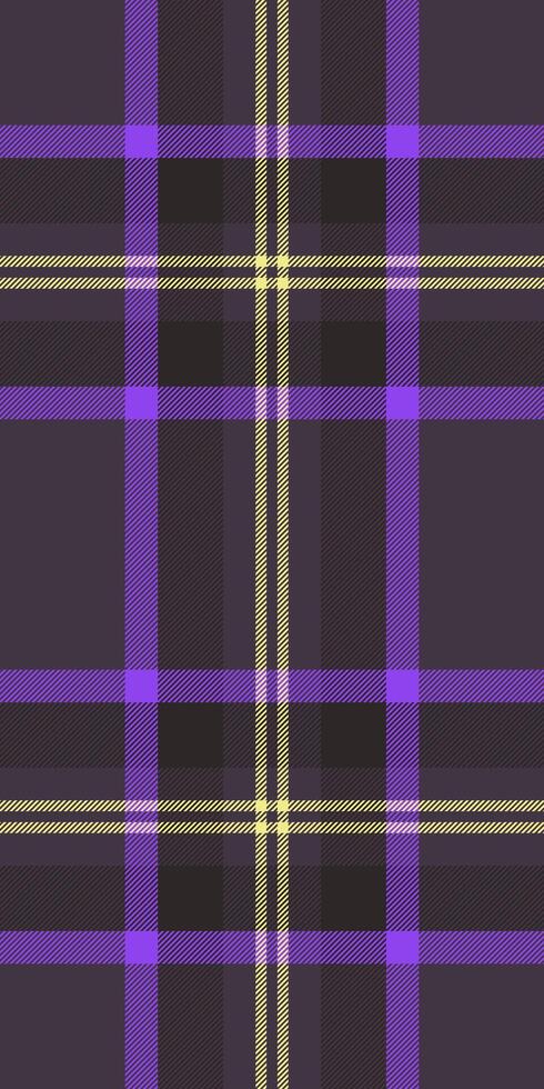 Self tartan pattern seamless, unique texture plaid. Quilted check background textile fabric in dark and violet colors. vector