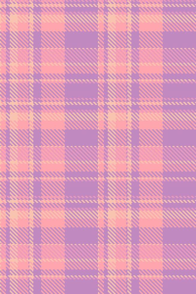 Pastel pink and lilac plaid pattern. Subtle texture and soft color palette ideal for backgrounds, textiles, or fashion design. Evokes feelings of warmth and comfort. vector