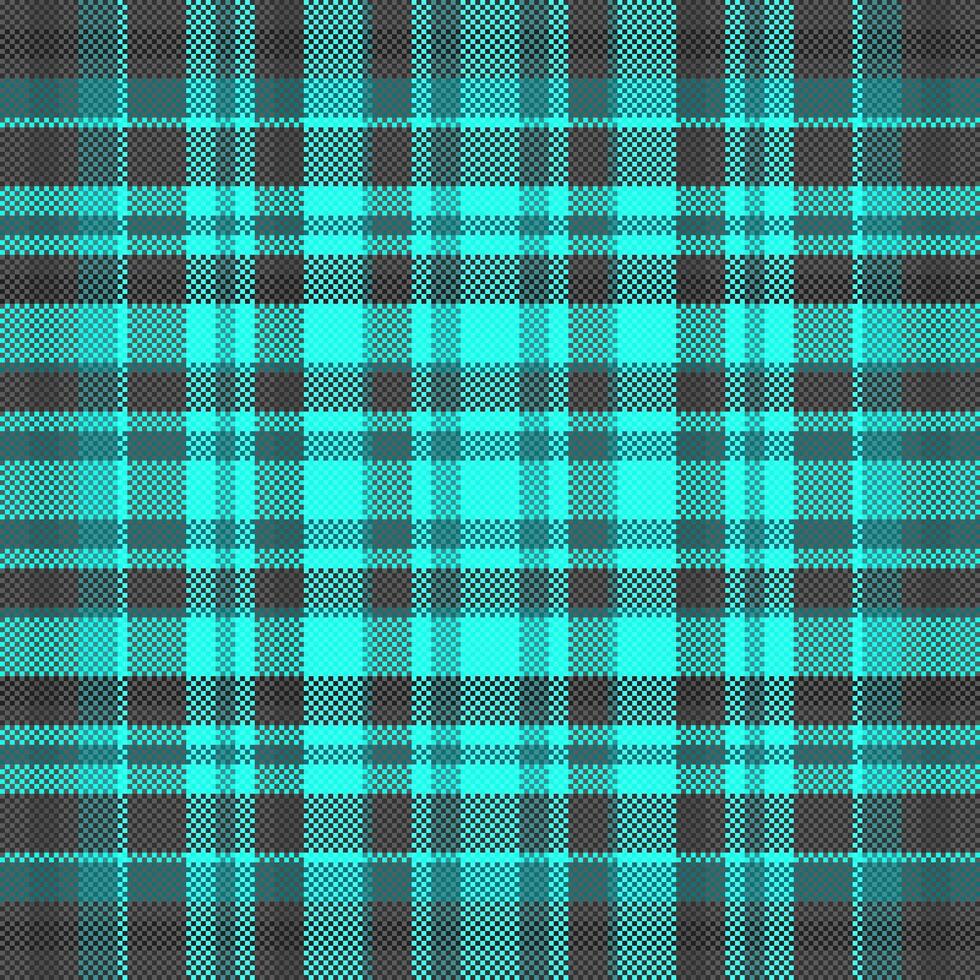 Vibrant teal and charcoal plaid pattern. Perfect for textile designs, website backgrounds, or fashion projects. This graphic texture offers a modern, stylish aesthetic. vector