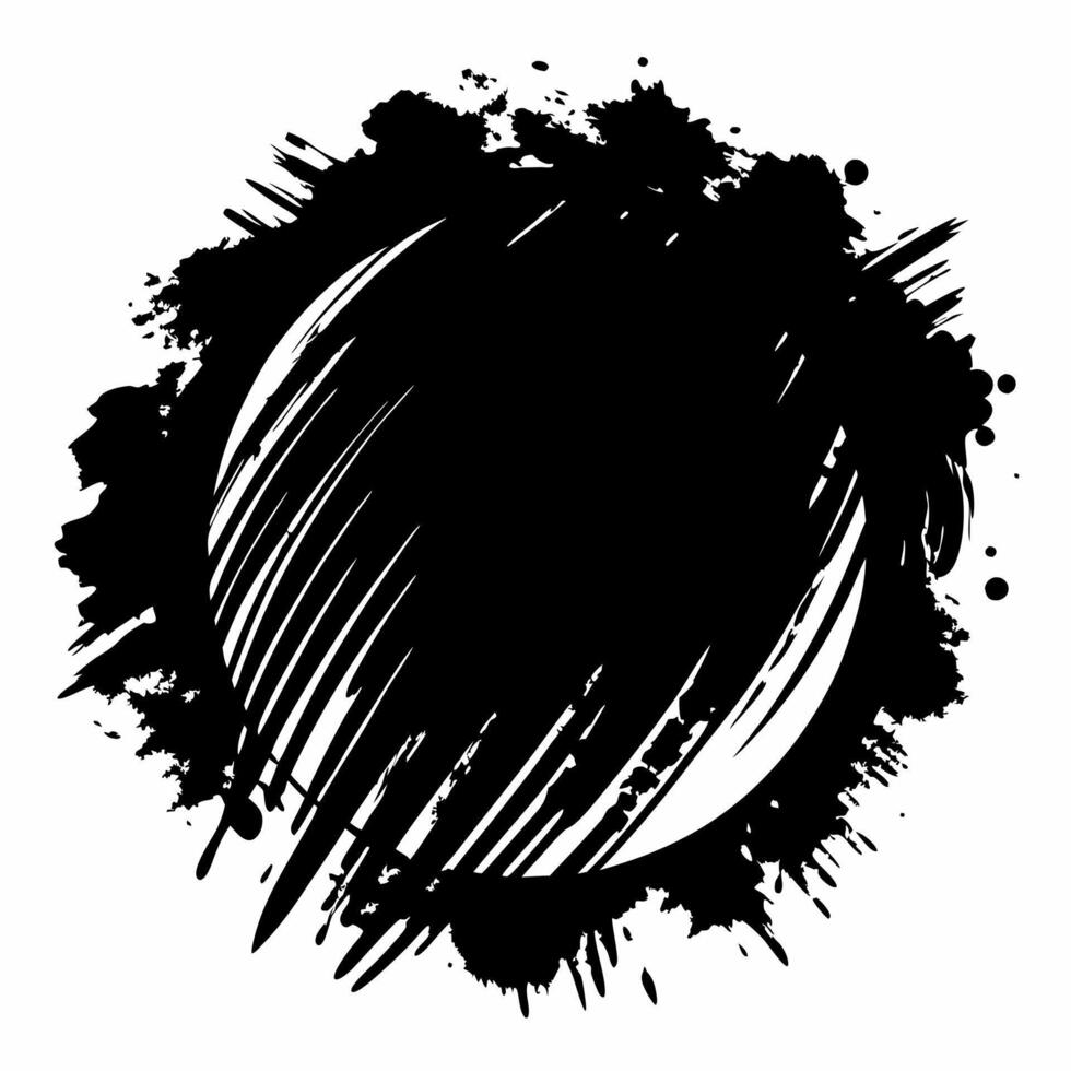 Grunge Ink Brush Stroke Circle for Modern Artistic Design vector