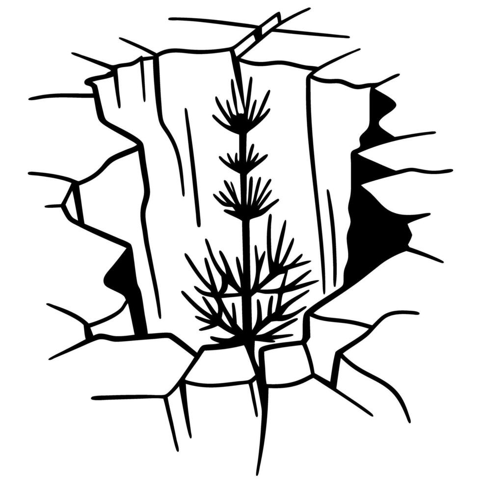 resilient plant growing through cracked concrete nature overcoming adversity, strength, perseverance in urban environment vector