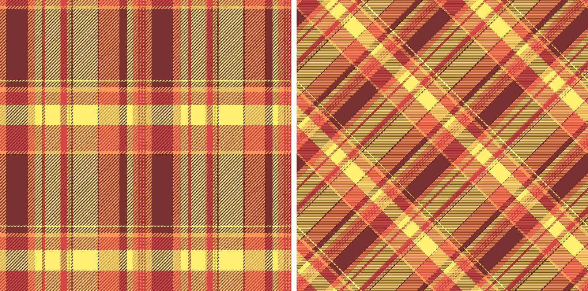 Two vibrant plaid patterns in autumnal hues. Perfect for fallthemed designs, textiles, or website backgrounds. The warm, earthy tones evoke feelings of comfort and nostalgia. vector