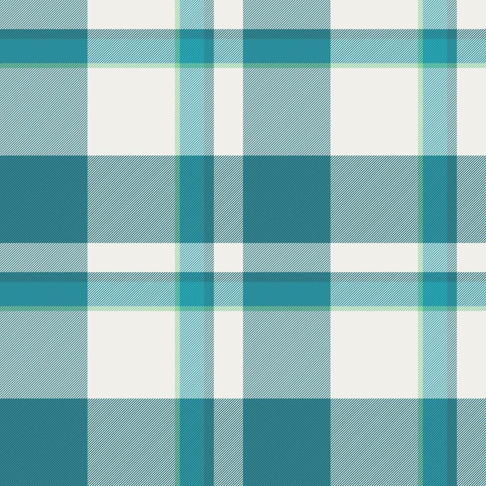 Seamless teal and white plaid pattern. Perfect for textile design, website backgrounds, or fashion projects. This classic pattern evokes feelings of comfort and style. vector