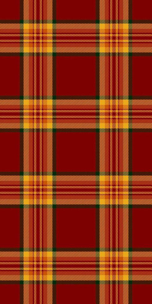 Robe texture plaid seamless, ornament textile tartan check. Masculine fabric pattern background in maroon and amber colors. vector
