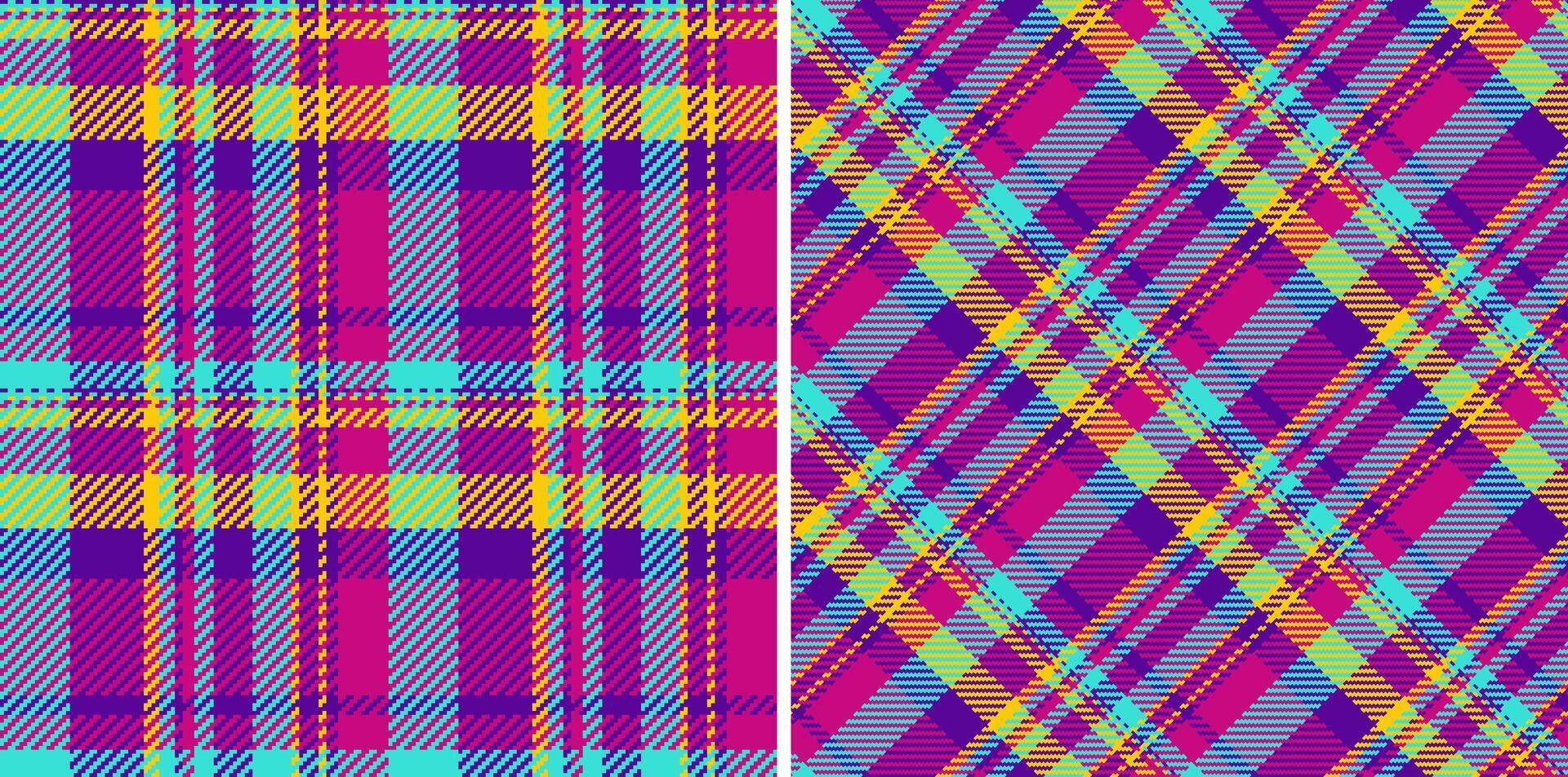 Background pattern texture of fabric seamless with a tartan check plaid textile. Set in kids colors. Wide grid patterns in modern fashion. vector