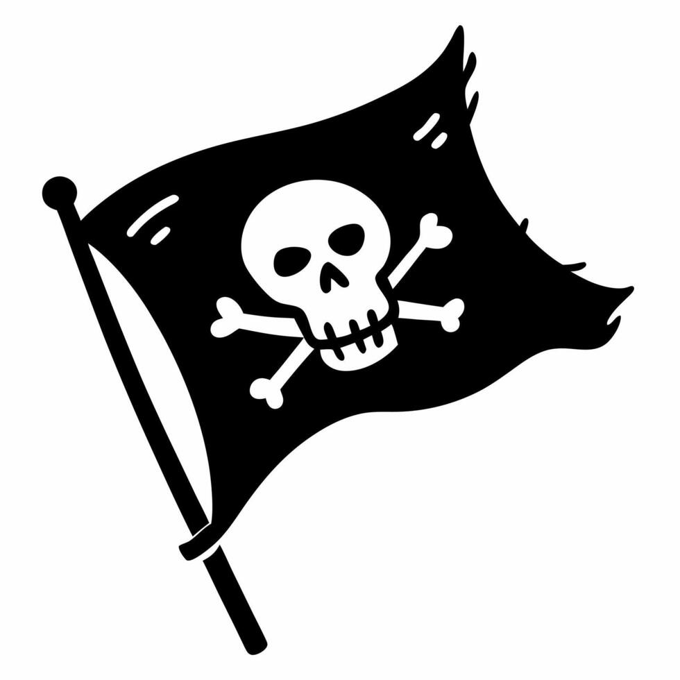 Hand Drawn Pirate Flag Illustration with Skull and Crossbones Design vector