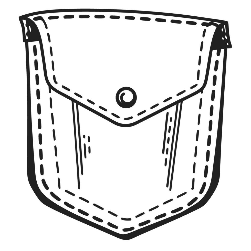 Detailed illustration of a denim pocket with stitching and button closure vector