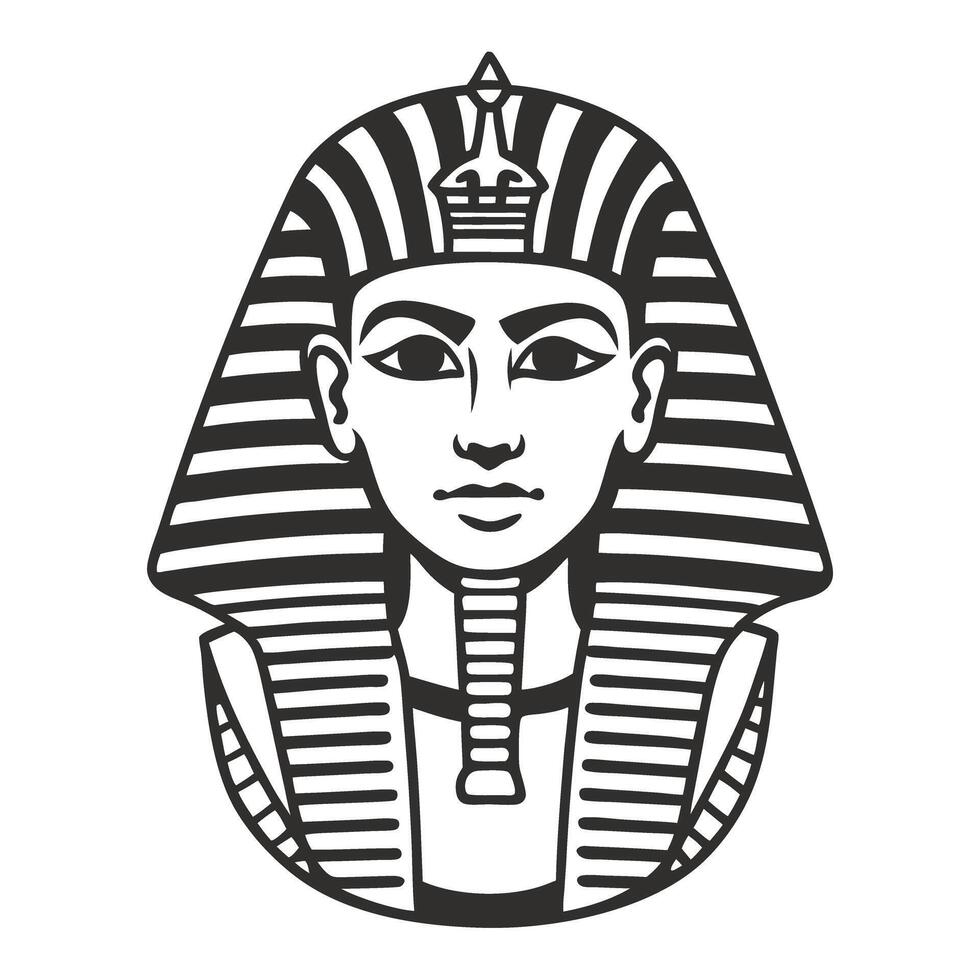 Ancient egyptian pharaoh bust illustration with traditional headdress vector