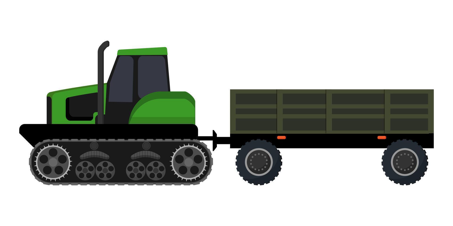Tractor and trailer illustration vector