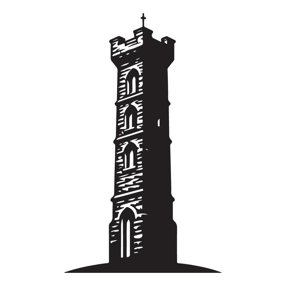 Architectural tower structure landmark silhouette historical building vector