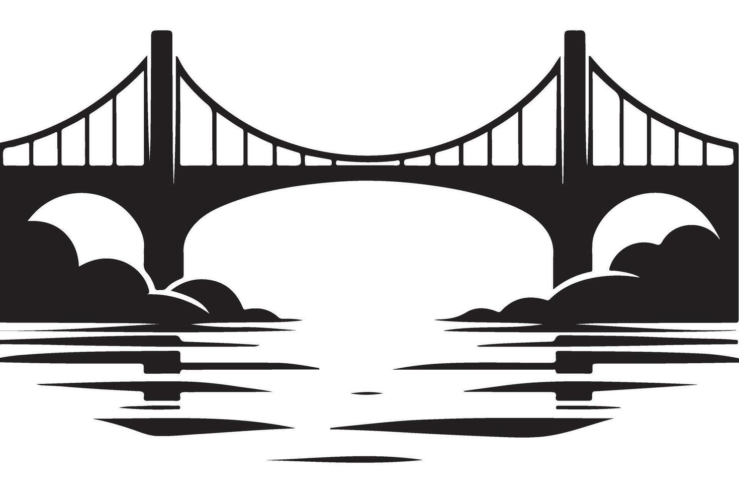 Suspension Bridge Silhouette Illustration for Civil Engineering Projects vector