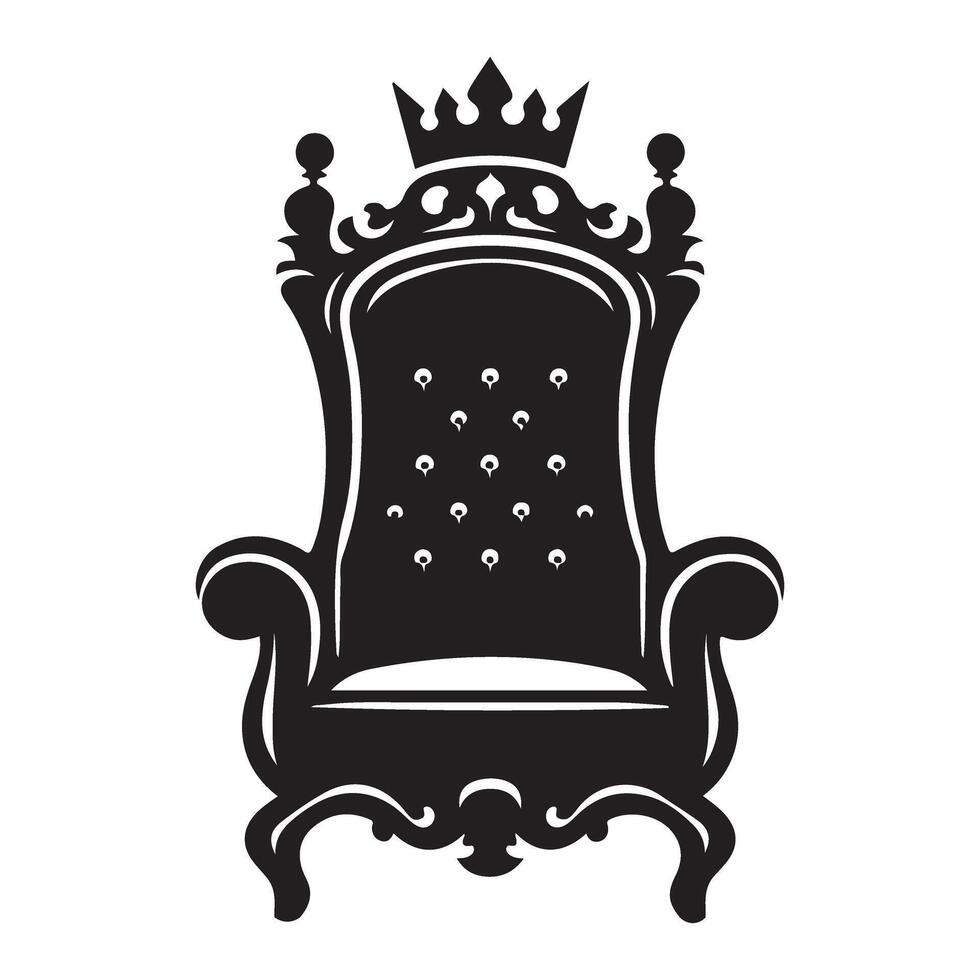 Ornate Throne Illustration Majestic Seat with Crown Design element vector