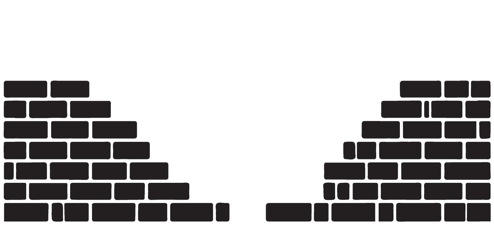 Broken Brick Wall Silhouette Illustration for Construction Projects vector