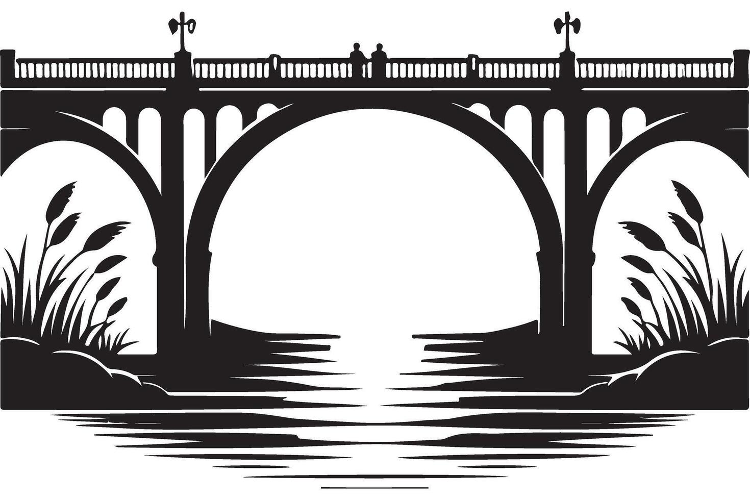 Elegant Bridge Silhouette Illustration for Scenic Design Projects vector