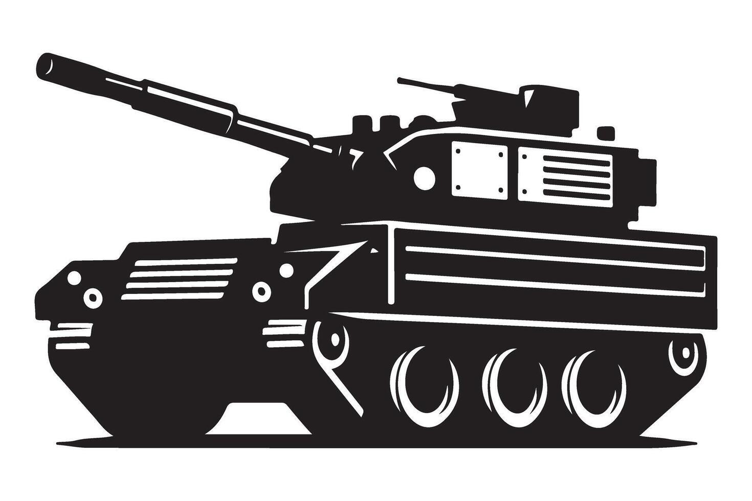 Powerful Military Tank Silhouette Illustration for War Themed Designs vector