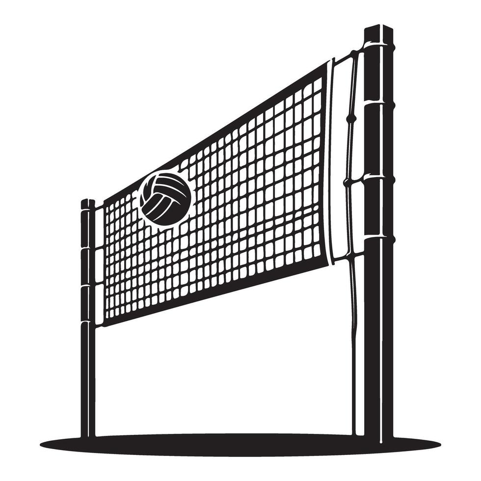 Dynamic Volleyball Net Silhouette Illustration for Sport Design Projects vector