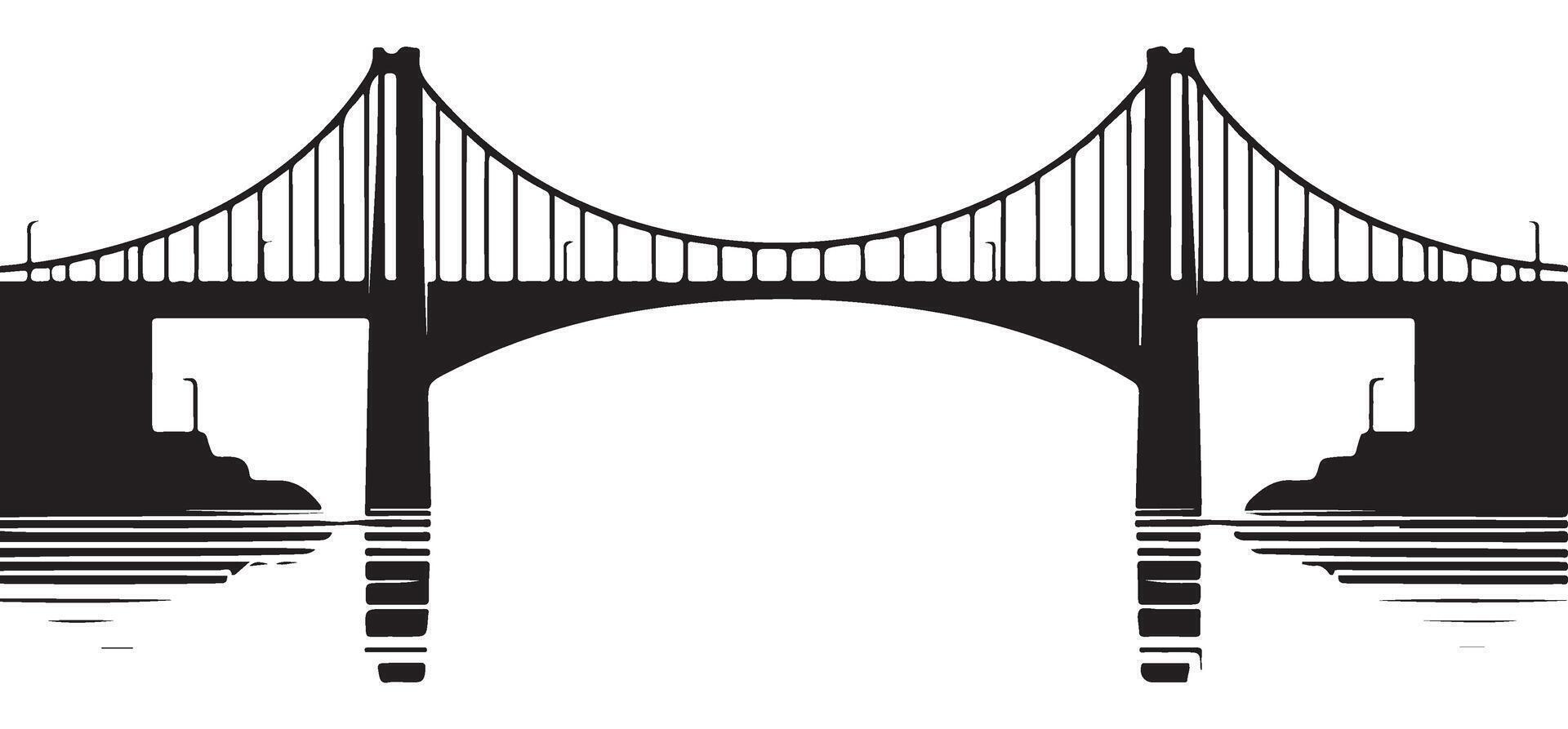 Suspension Bridge Silhouette Illustration Landmark Structure Design vector