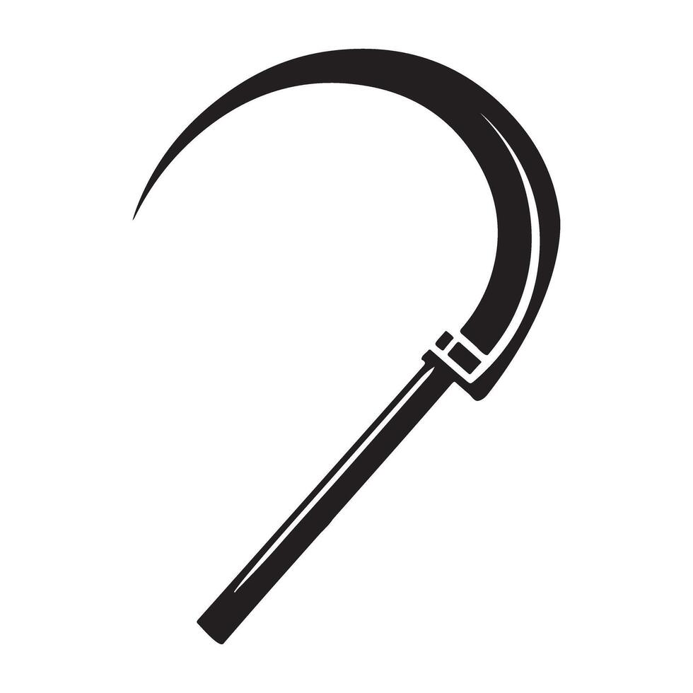 Farming Sickle Silhouette Illustration Harvesting Tool for Agriculture Design vector