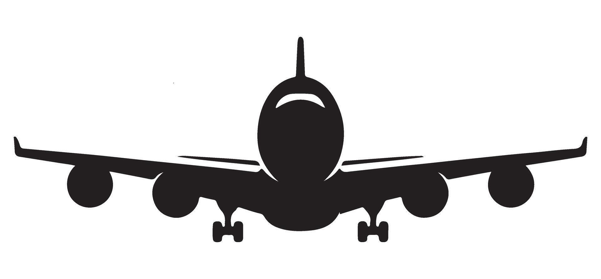 Front View Airplane Silhouette Modern Commercial Aviation Design vector