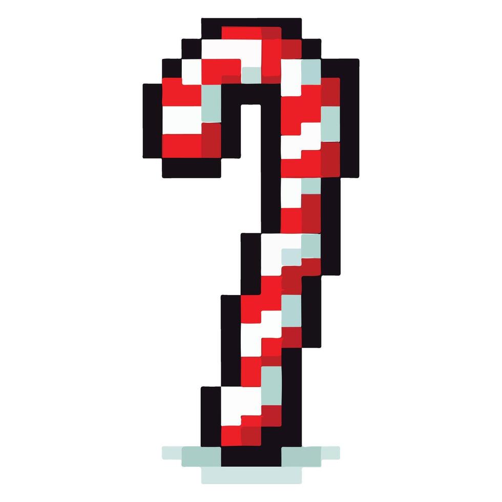 Pixel Candy Cane Digital Sweet Treat Pixelated Style Candy vector