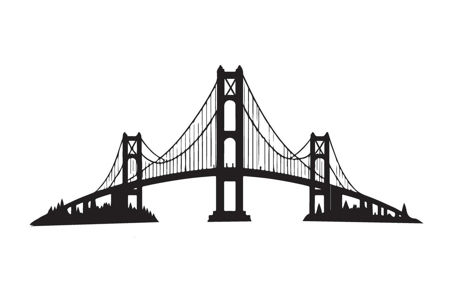 Golden Gate Bridge Silhouette Illustration for San Francisco Landmark vector