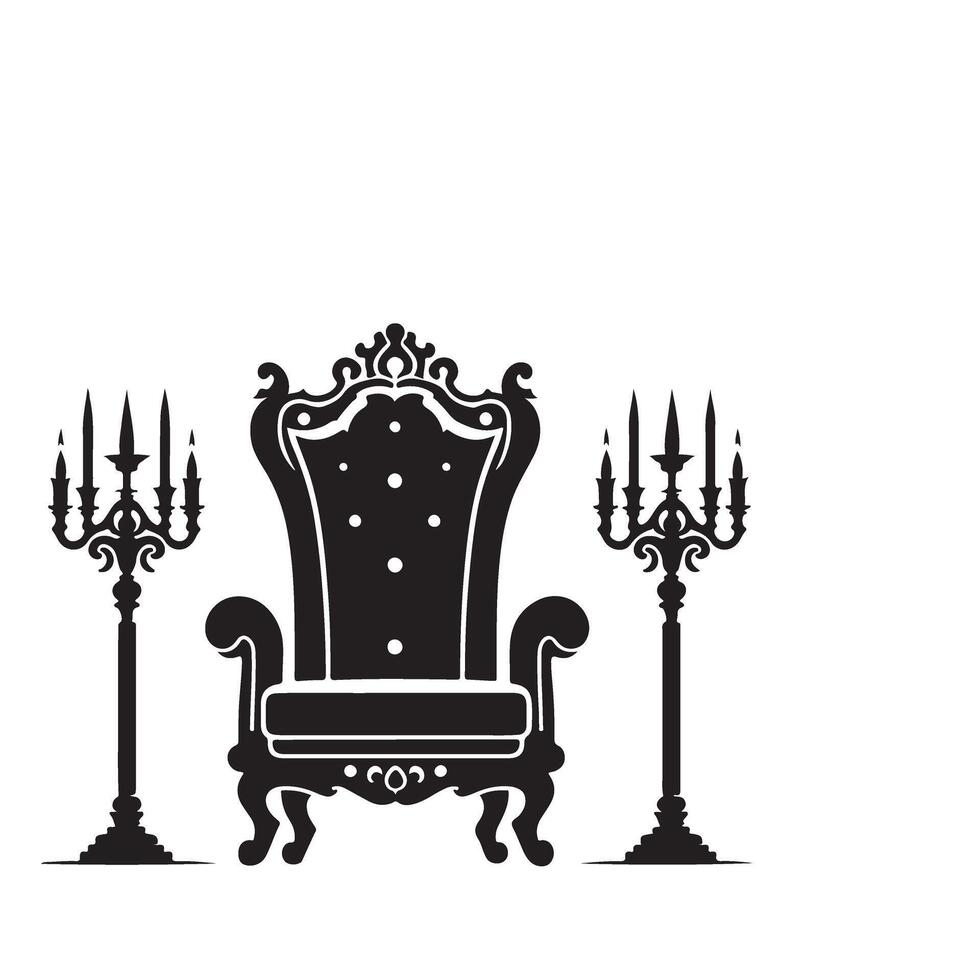 Ornate Throne and Candelabra Silhouette Design Illustration for Royalty vector