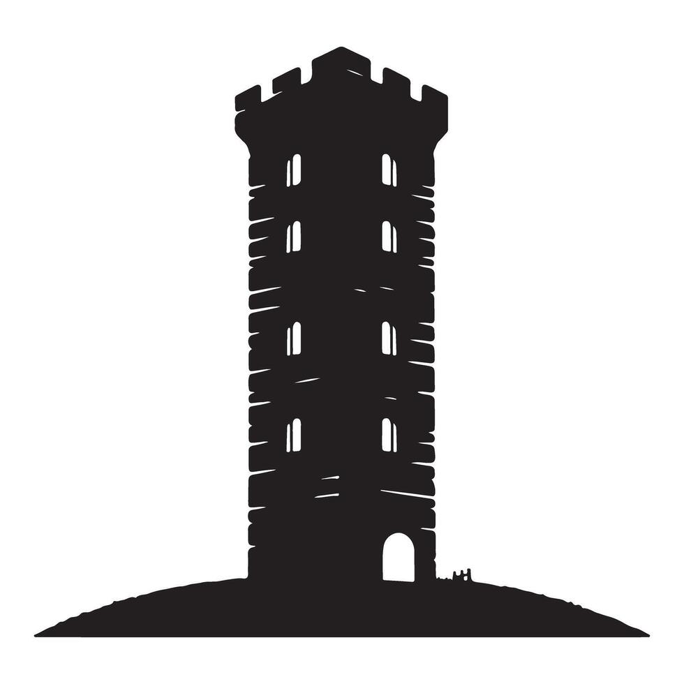 Medieval Castle Tower Silhouette Illustration High Quality Image vector