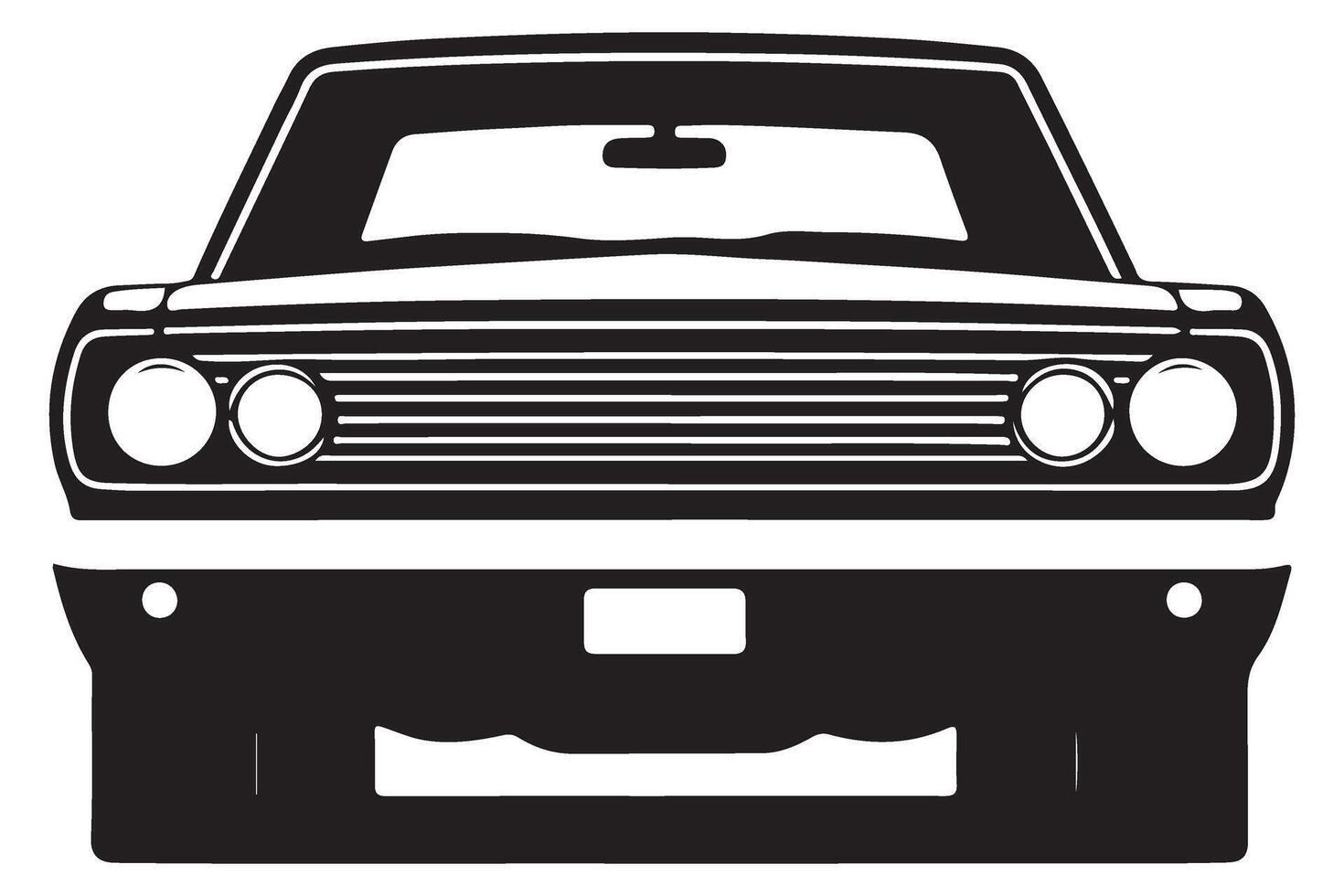 Retro Car Front View Silhouette for Automotive Enthusiasts vector