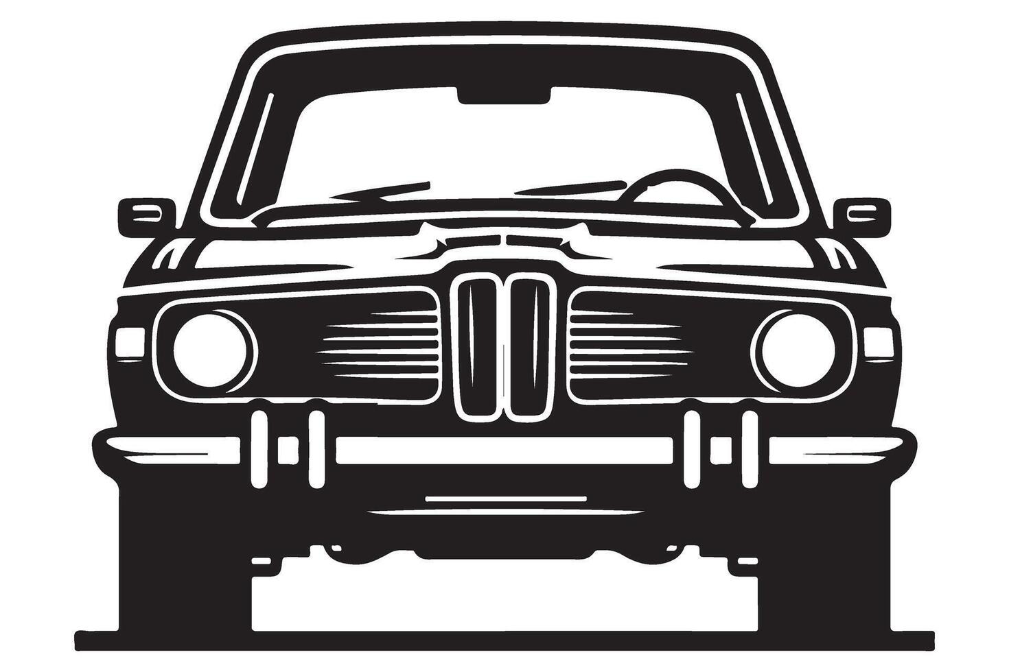 Classic BMW 2002 Front View Silhouette Art Illustration vector