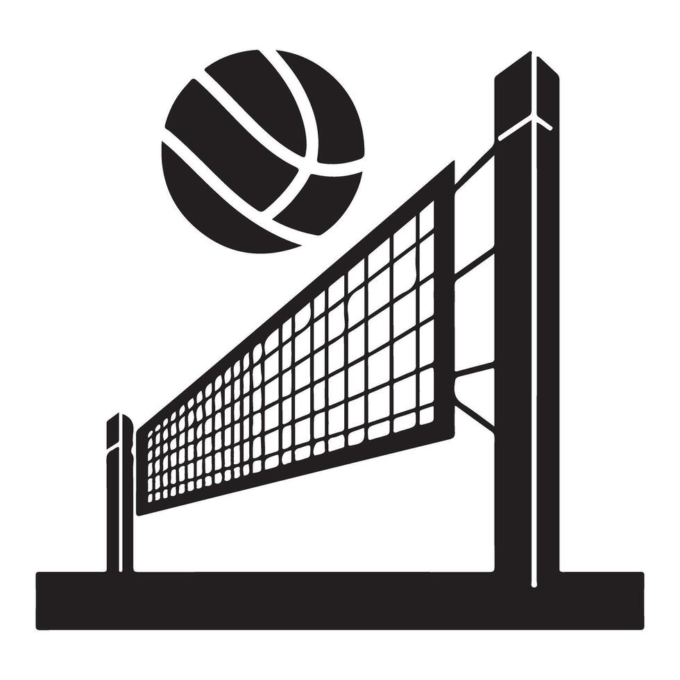 Volleyball Net Silhouette Illustration Sport Equipment Graphic vector