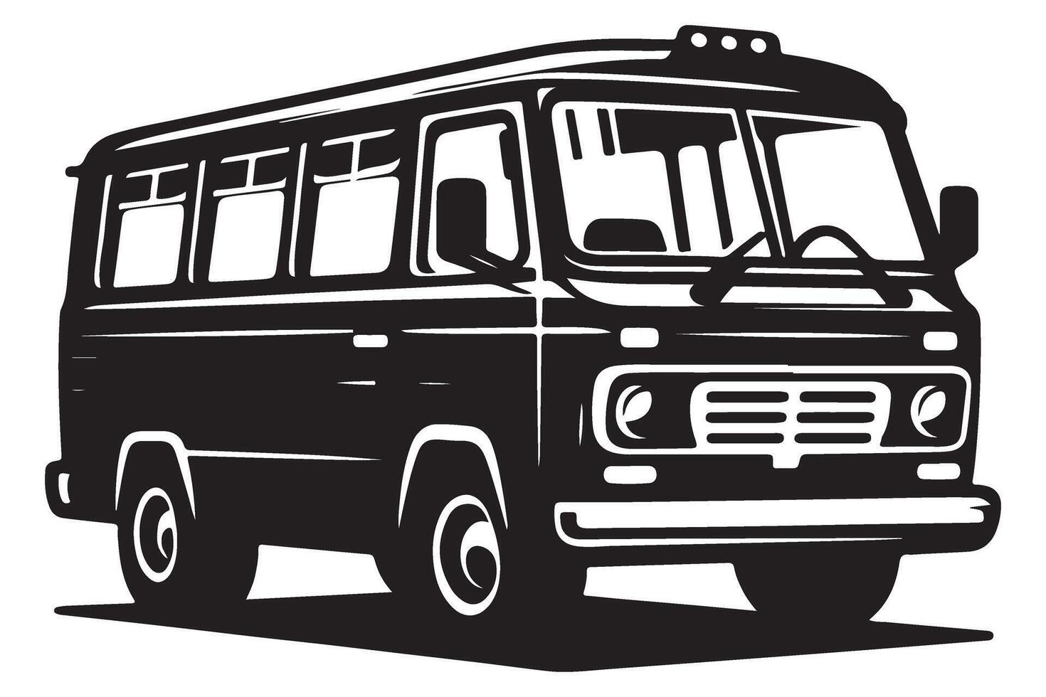 Vintage Bus Illustration Classic Transportation Silhouette Design vector