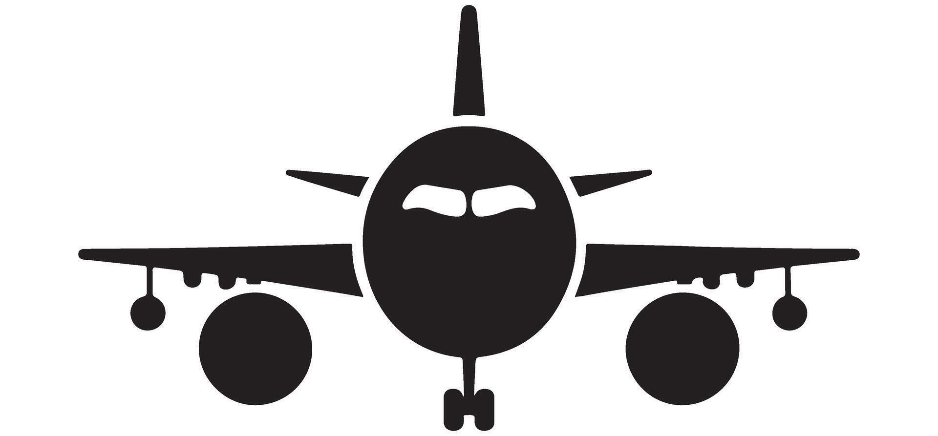 Commercial Airplane Silhouette Front View Aviation Art vector