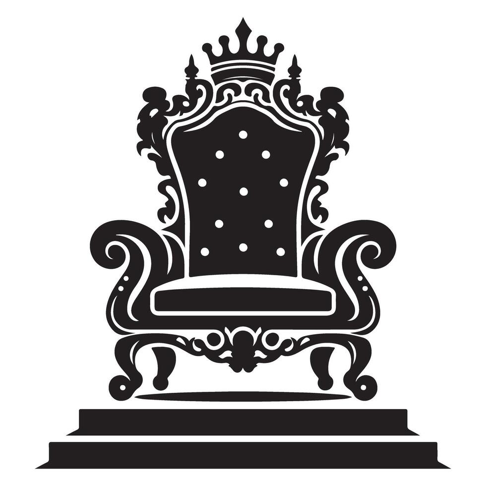 Ornate Throne Silhouette Royal Seating Symbol Design Illustration vector