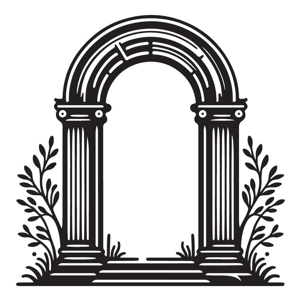 Ancient Roman Archway Silhouette Illustration for Historical Design vector