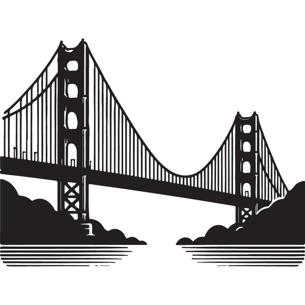 Golden Gate Bridge Illustration San Francisco Landmark Travel Symbol vector