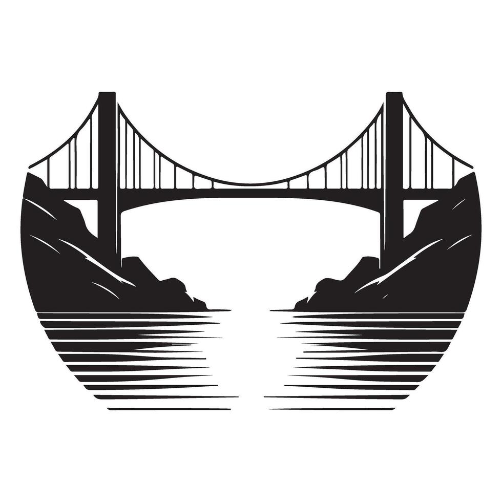 Golden Gate Bridge Illustration A San Francisco Landmark Silhouette Art vector