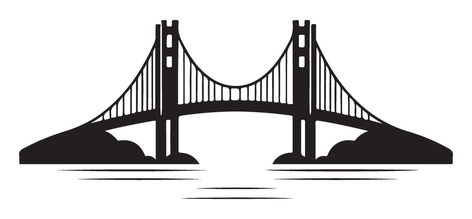 Golden Gate Bridge Silhouette Illustration San Francisco California Landmark vector