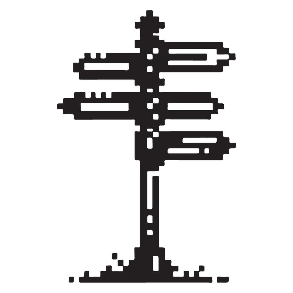 Pixelated Signpost Directional Signage Illustration with Retro Vibe vector