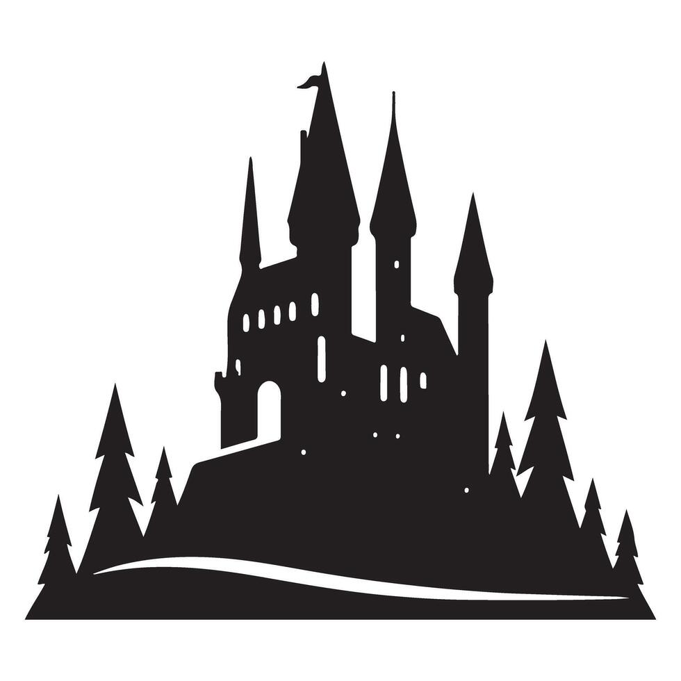 Enchanting Hogwarts Castle Silhouette an Isolated Graphic vector