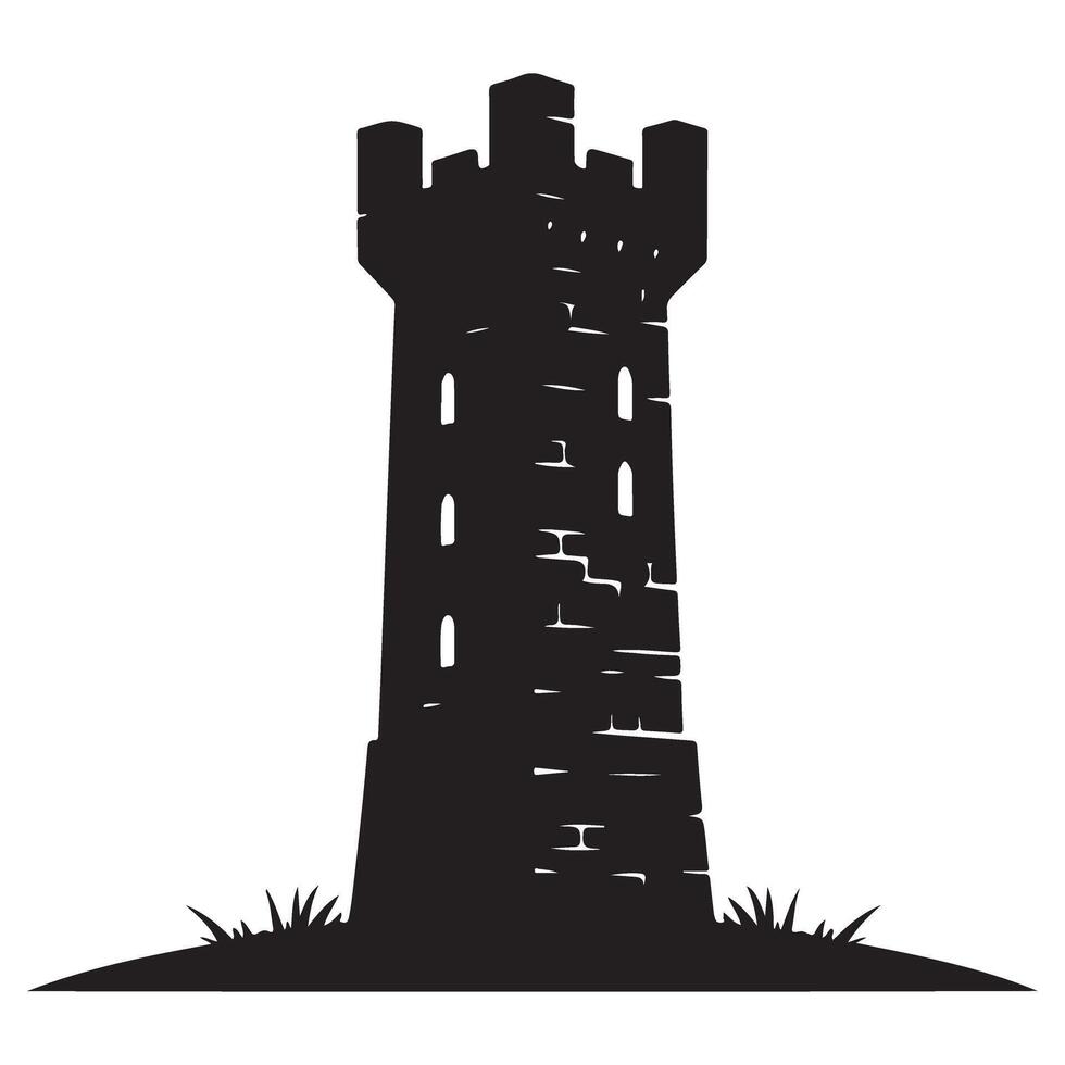 Majestic Castle Tower Silhouette Illustration for Medieval Designs vector
