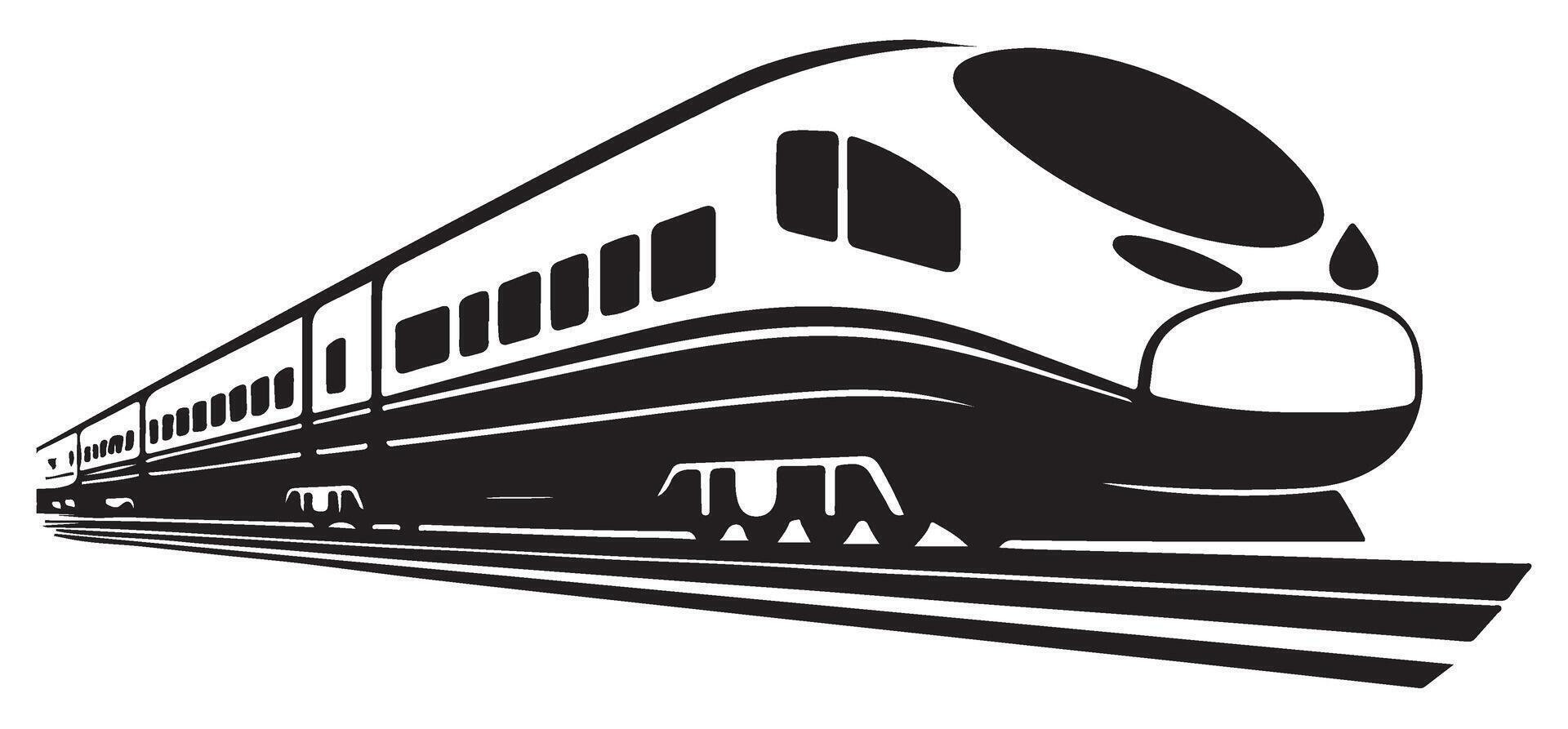 High Speed Train Illustration Modern Railway Transport Silhouette vector