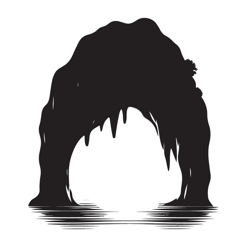 Mysterious Cave Entrance Silhouette Illustration for Adventure Seekers vector