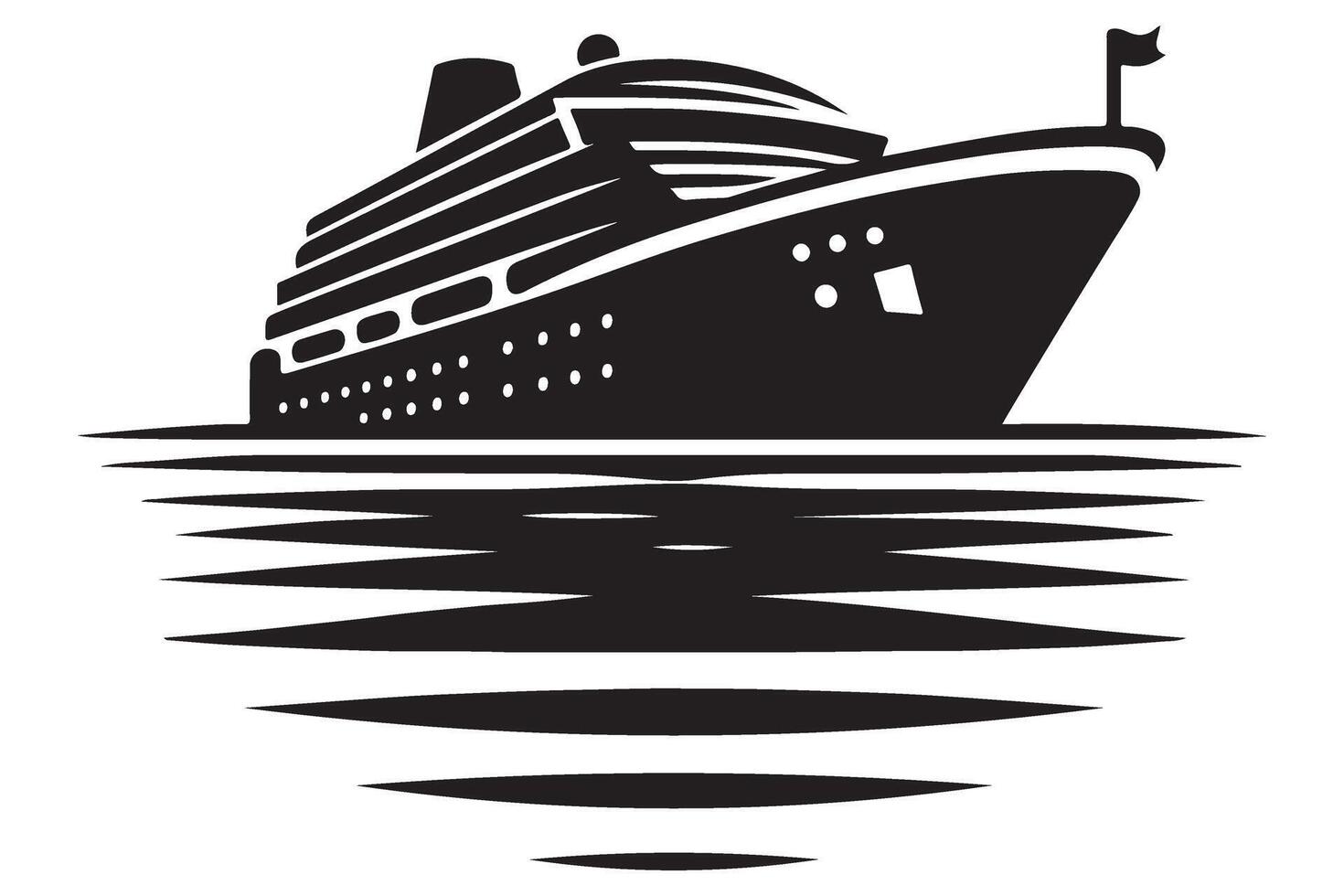 Luxury Cruise Ship Silhouette at Sea Illustration Design vector