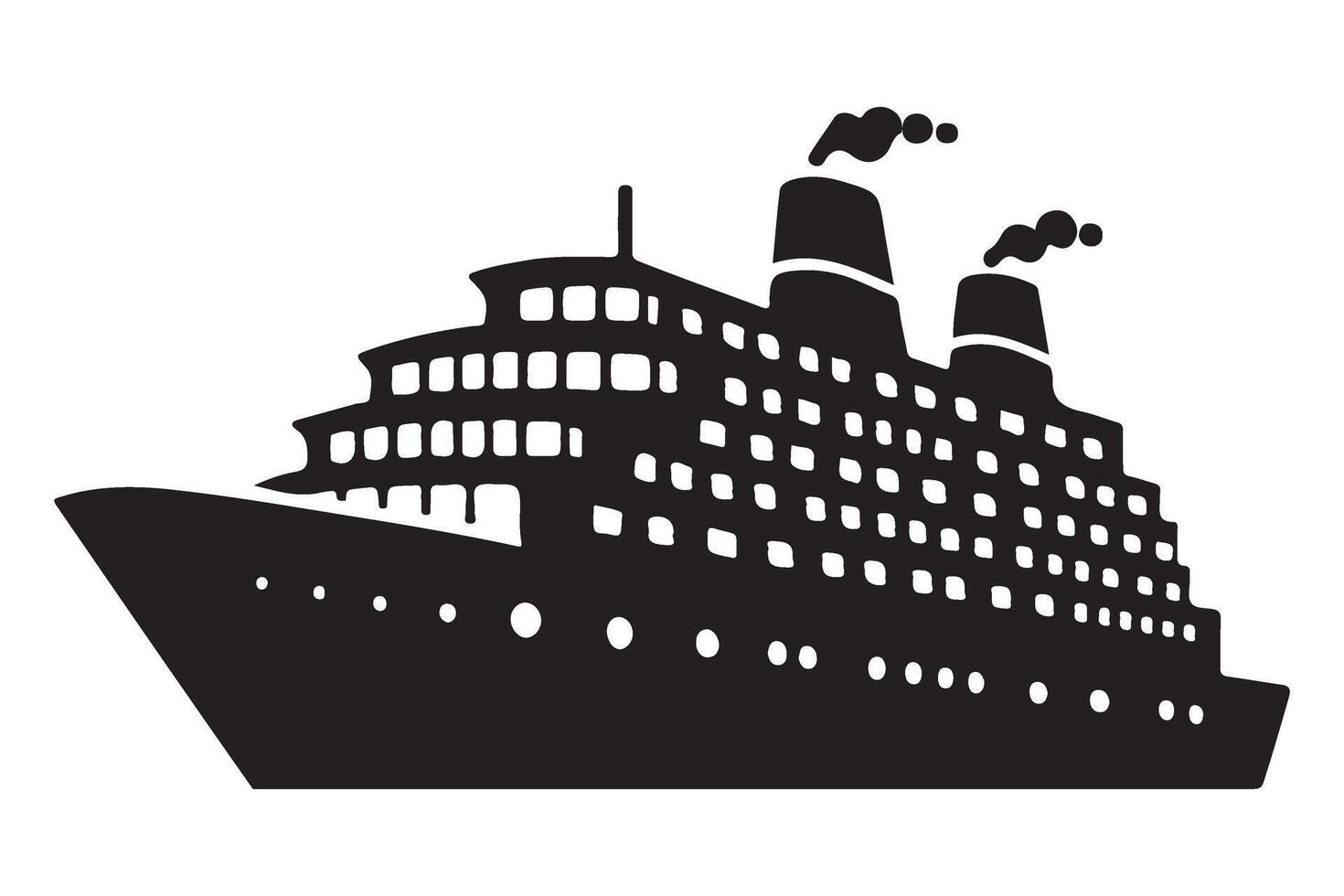 Detailed Cruise Ship Silhouette Illustration for Travel vector
