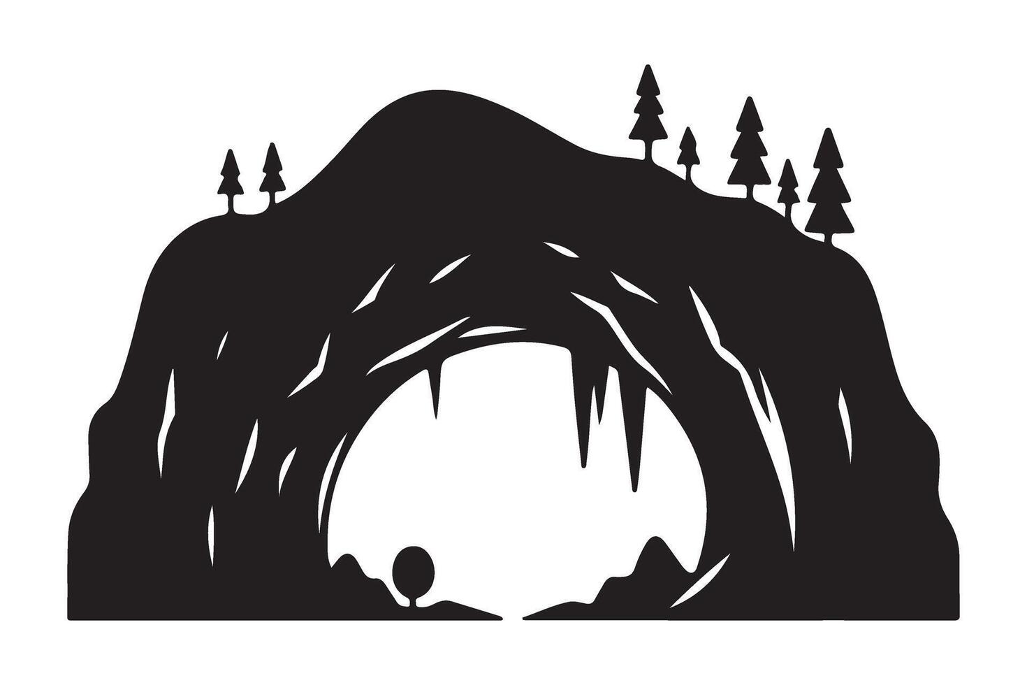 Cave Archway Silhouette Illustration Nature Scene vector