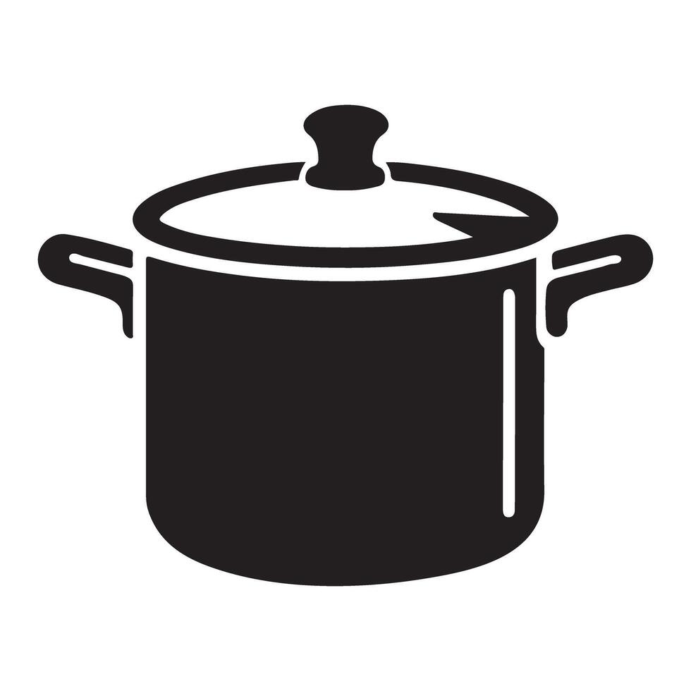 Black Cooking Pot with Lid Kitchen Utensil Silhouette for Soup vector