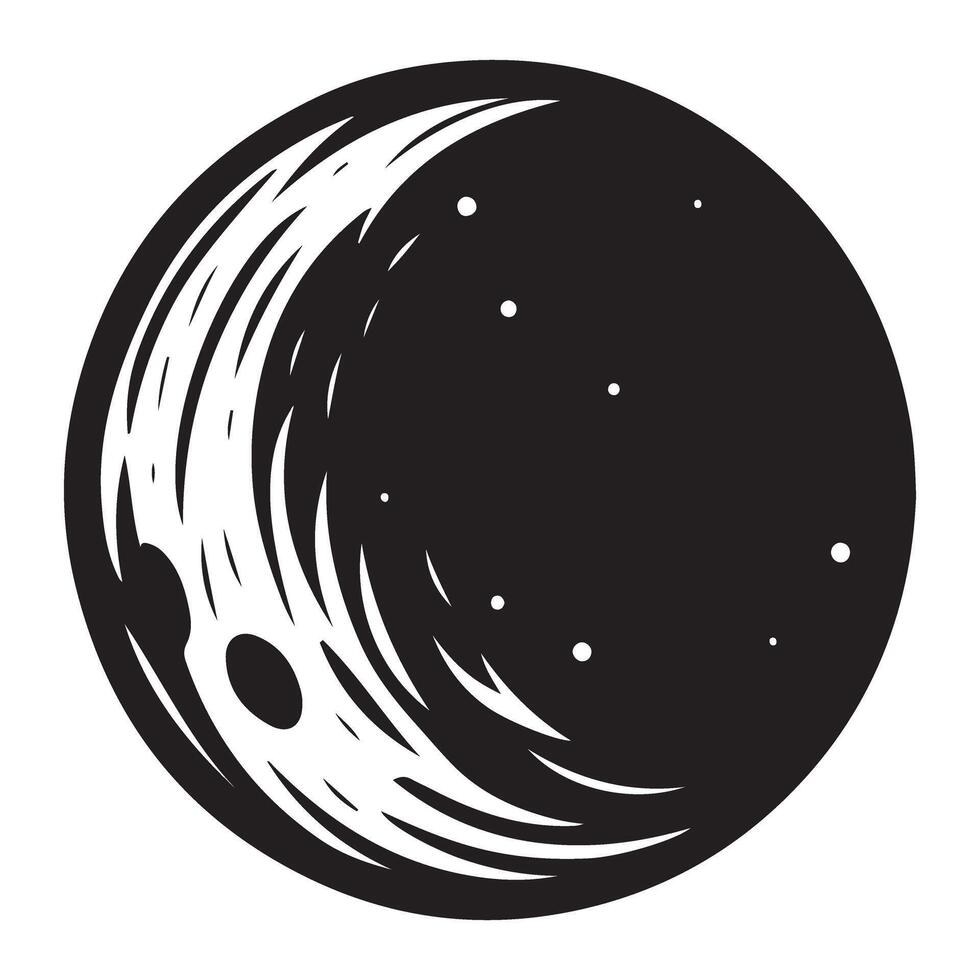 Crescent Moon Phase Silhouette Night Sky Lunar Cycle Graphic vector