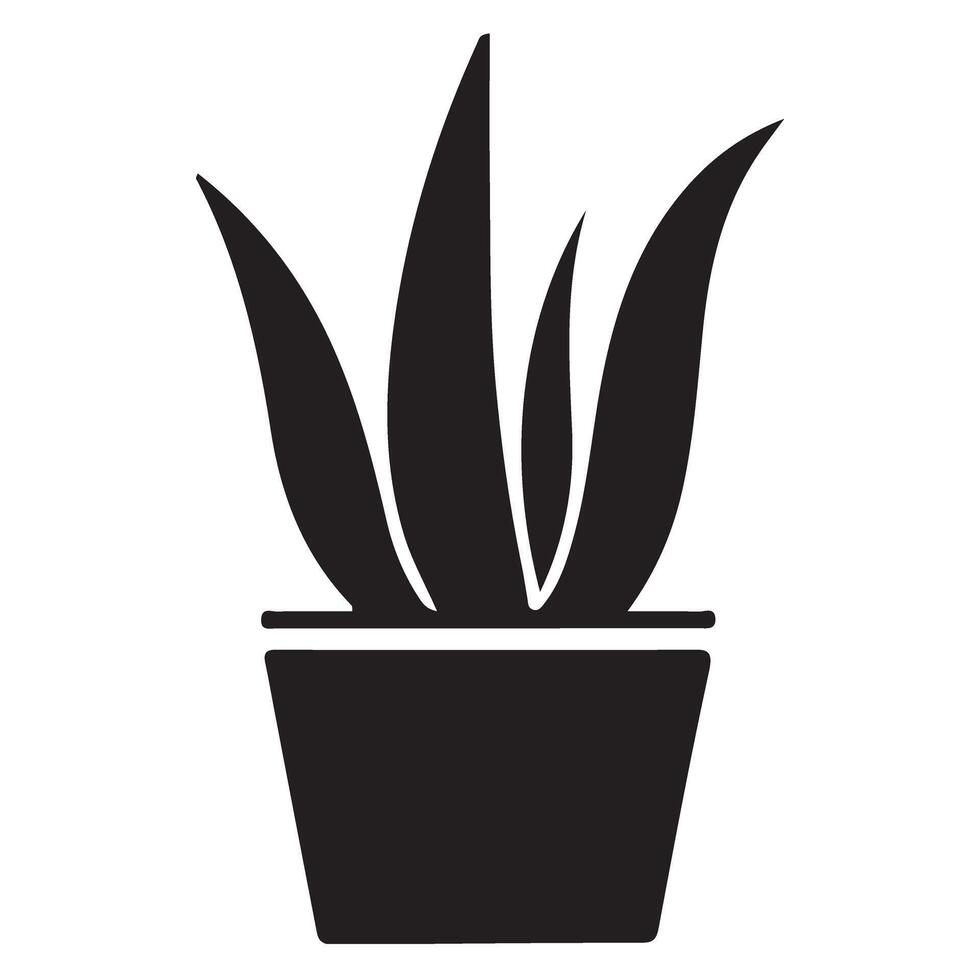Potted Aloe Plant Illustration Silhouette Style Design vector
