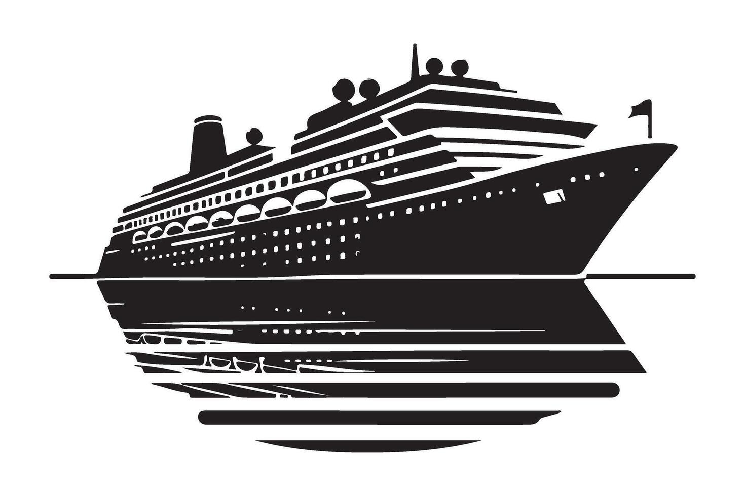 Majestic Cruise Ship Silhouette Illustration Reflected on Water vector