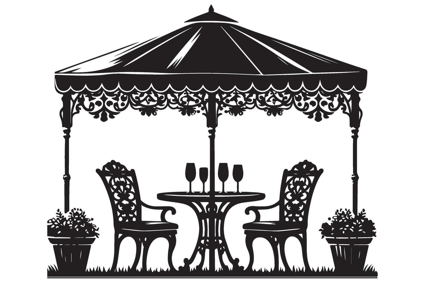 Charming Outdoor Patio Illustration Creating Relaxing Dining and Socializing Spaces vector